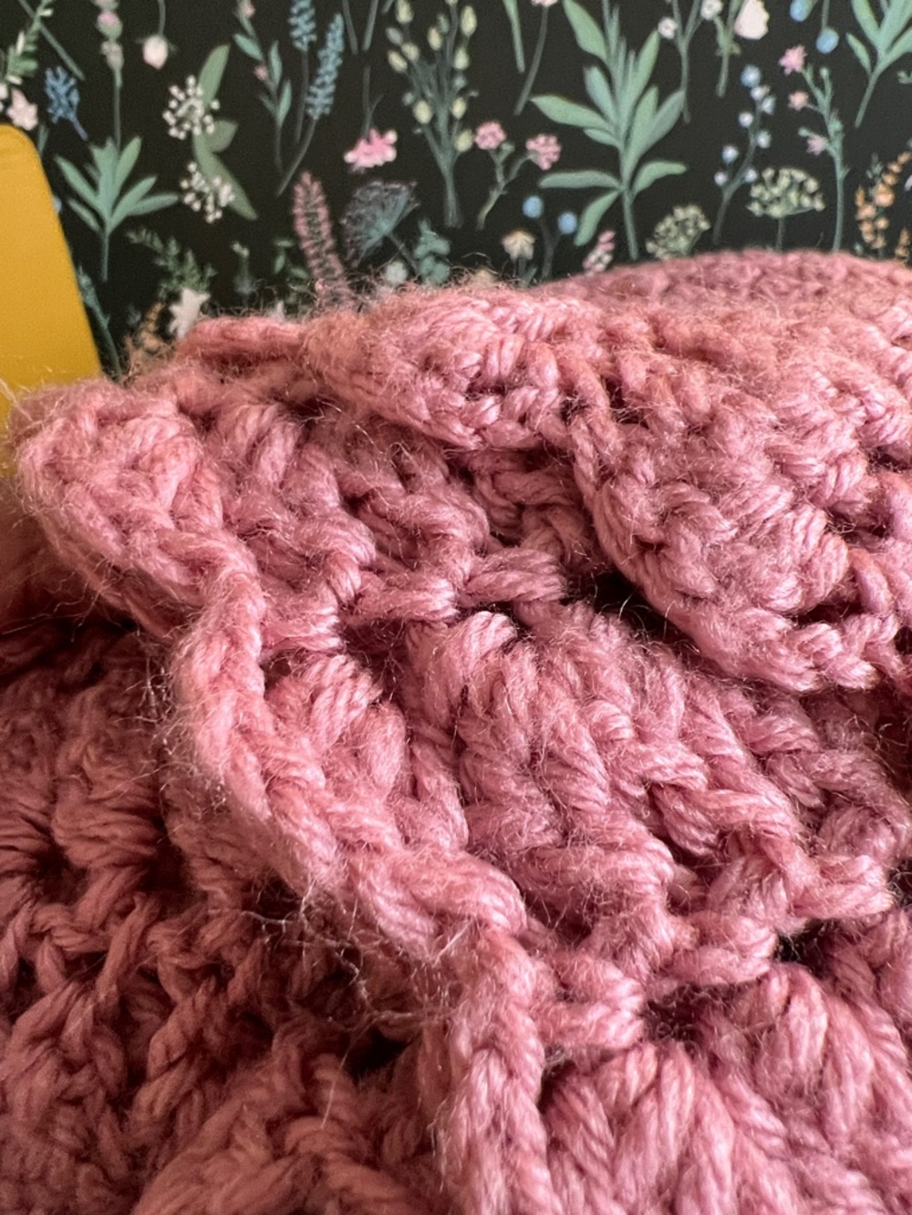 Prairie Handknit blush rose pink crochet throw blanket soft cozy cabin vibes - Picture 8 of 12